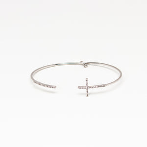 Tai Jewelry - Cross Silver Open Cuff