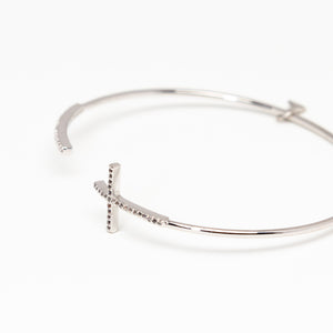 Tai Jewelry - Cross Silver Open Cuff