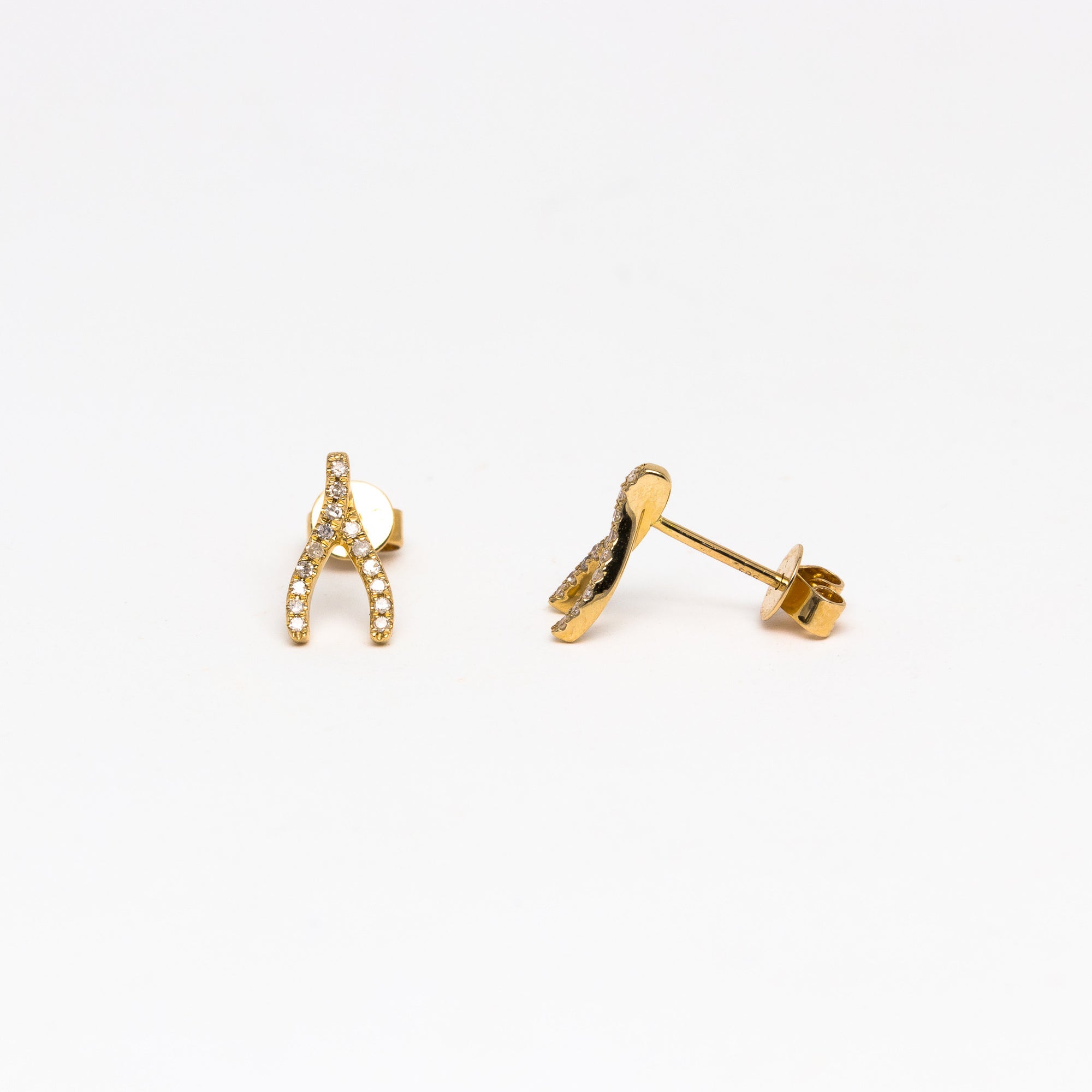 NFC - Diamond Wishbone Stud in Yellow Gold