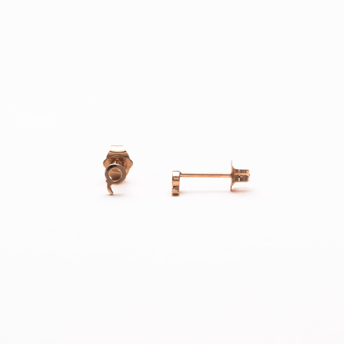 Single initial studs in rose gold