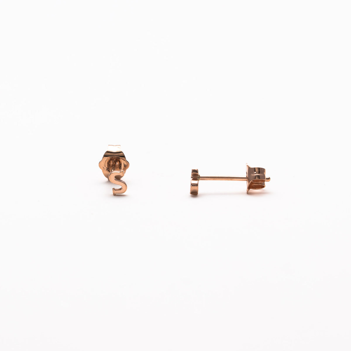 Single initial studs in rose gold