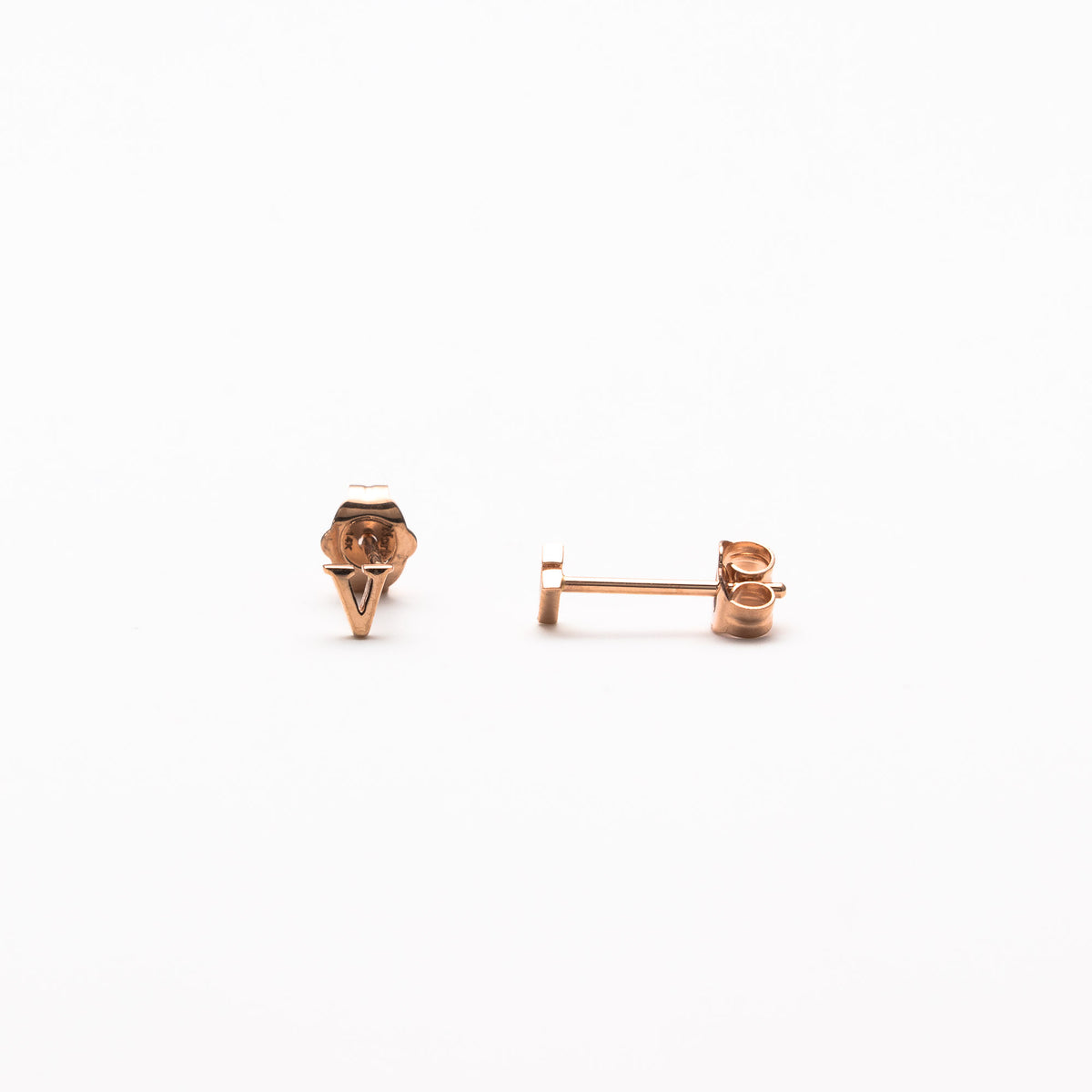 Single initial studs in rose gold