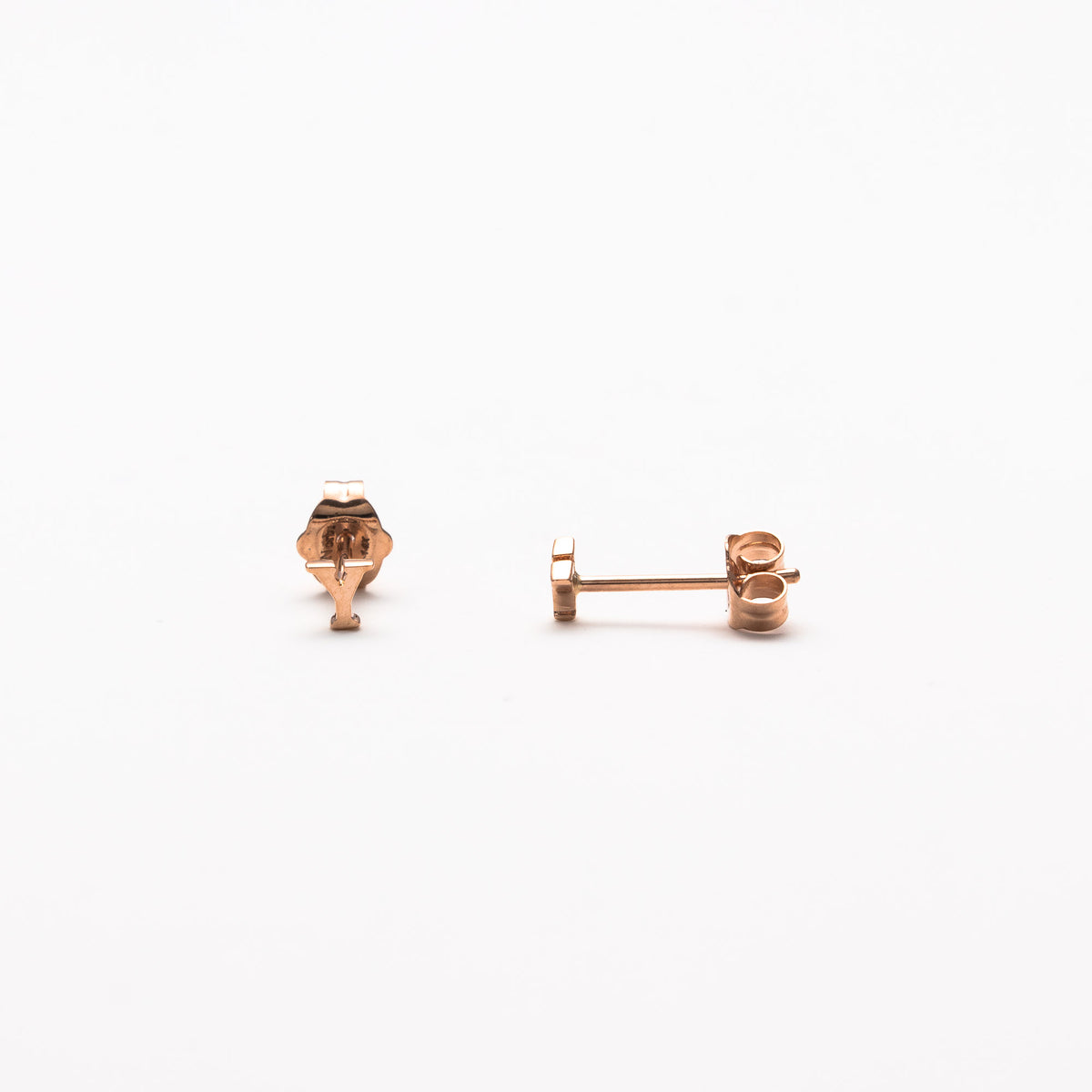 Single initial studs in rose gold