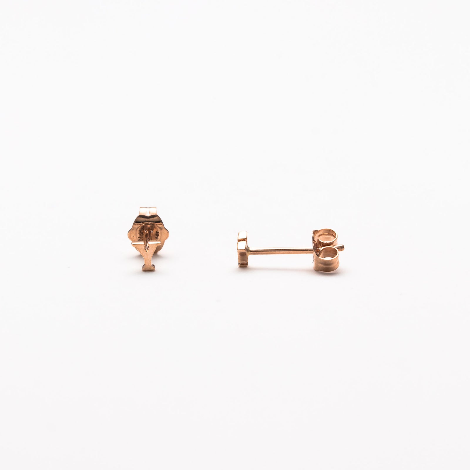 Single initial studs in rose gold