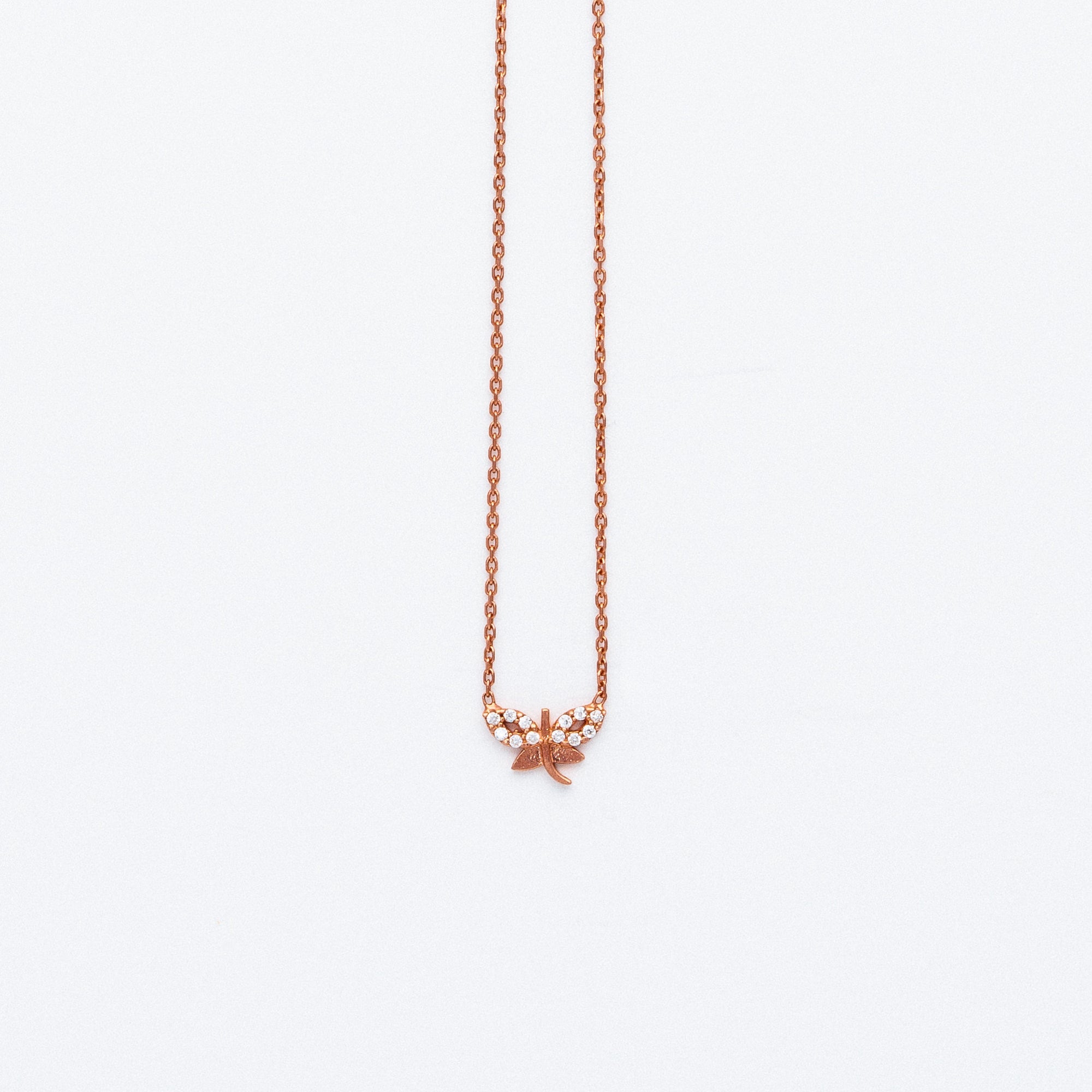 NSC - Dragonfly with CZ Necklace in Rose Gold Plated