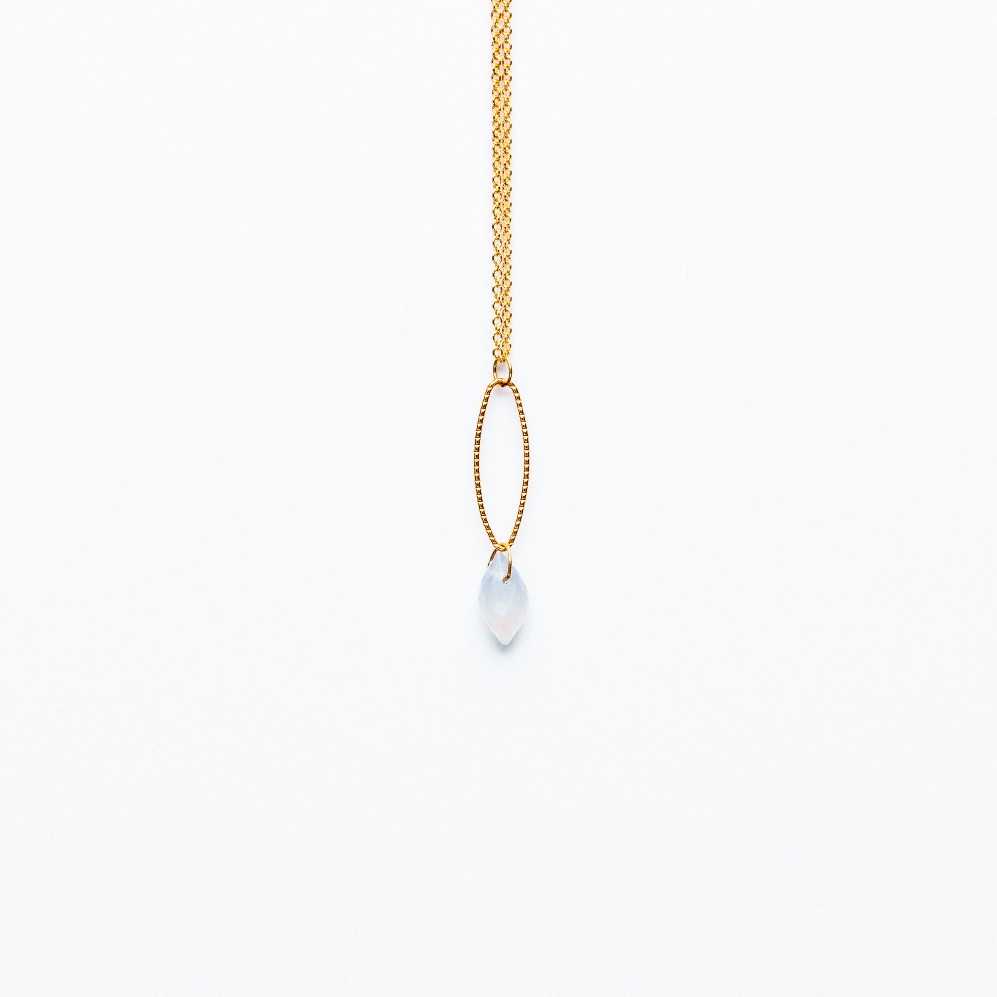 Mashka - Pale Blue Chalcedony drop in gold vermeil