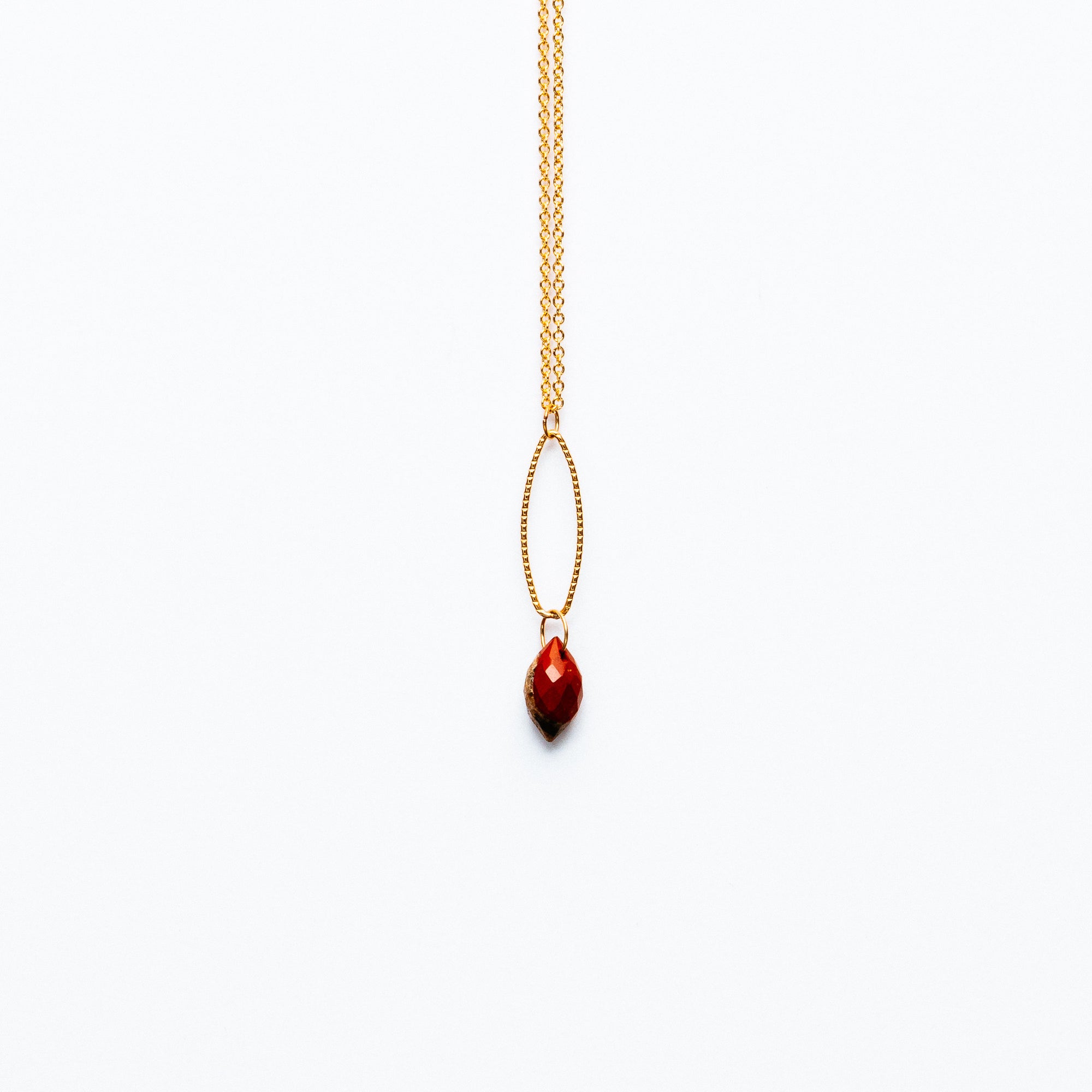 Mashka - Bloodstone drop in gold vermeil