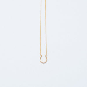 NFC - Horse Shoe with Diamond Necklace in Yellow Gold