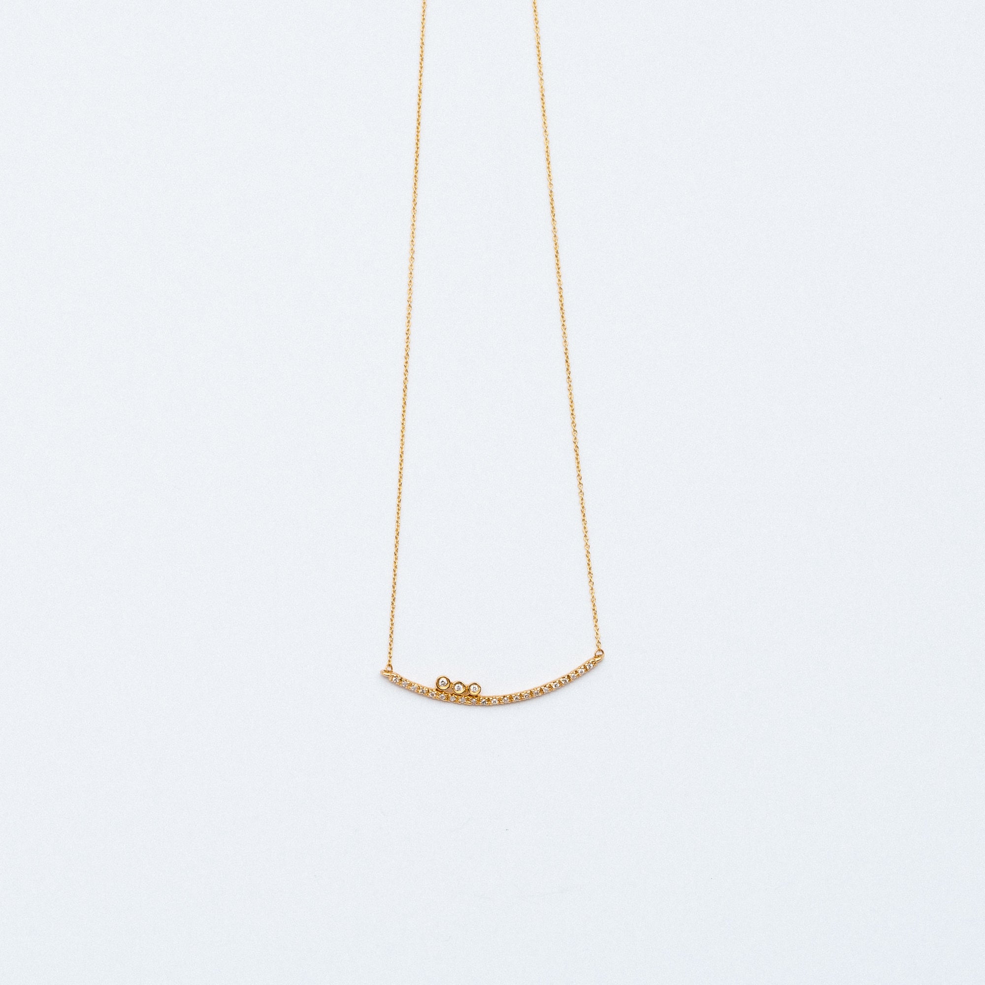 Curved Bar Necklace with Diamonds