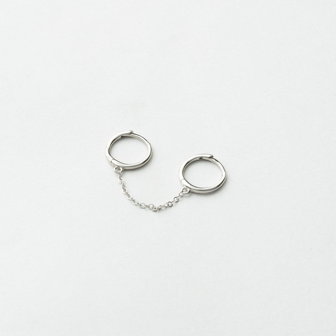 DOUBLE HUGGIE CHAIN EARRINGS