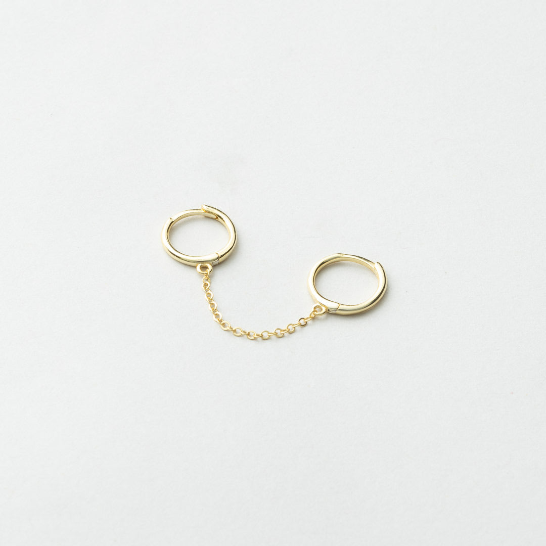 DOUBLE HUGGIE CHAIN EARRINGS