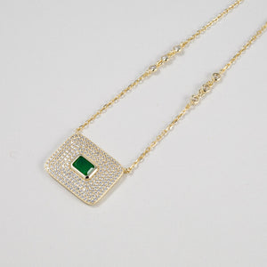 NSC - Rectangle cz pave necklace