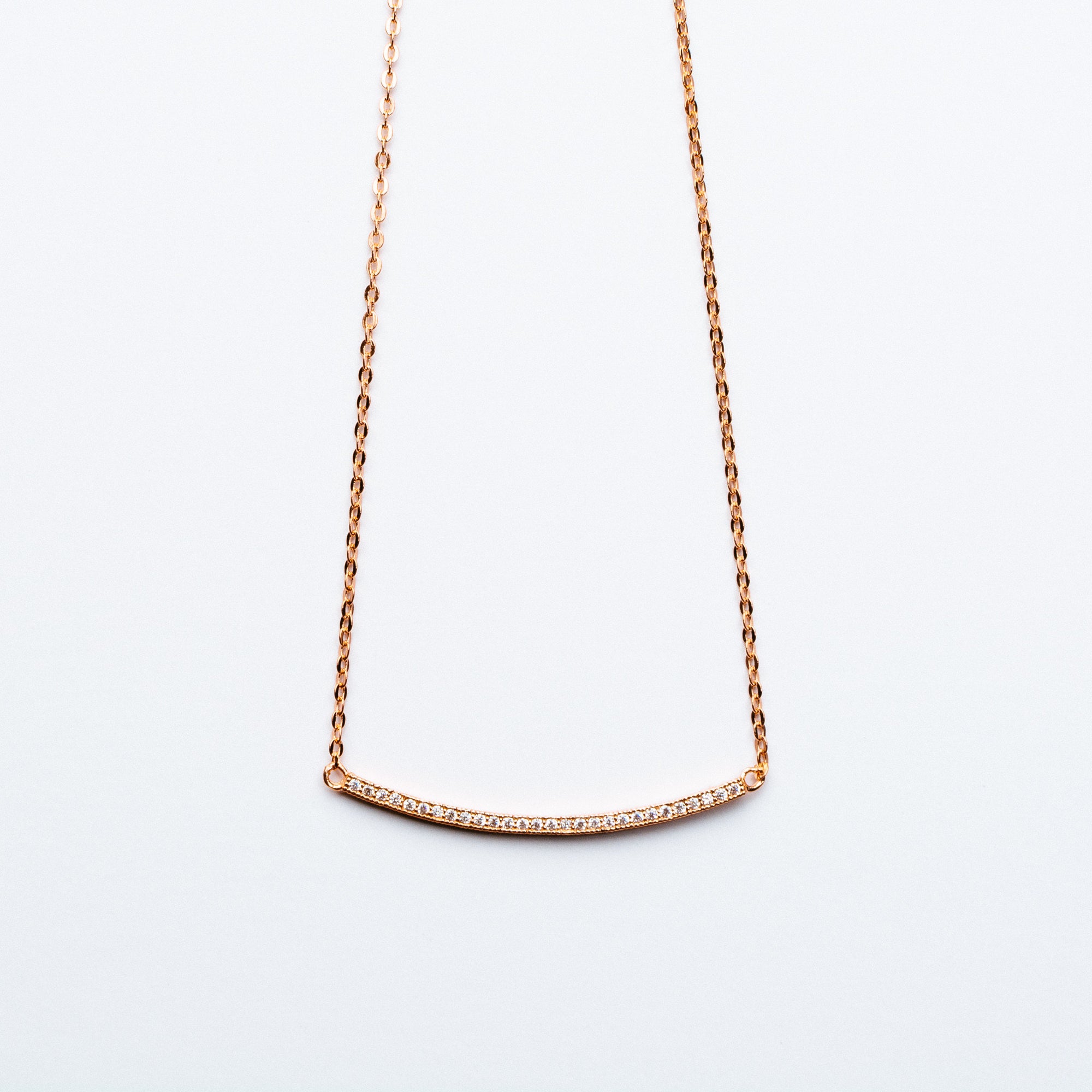 NSC - Curved Bar CZ Necklace in Gold Plated