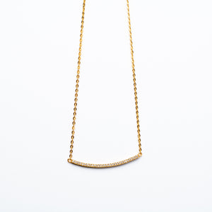 NSC - Curved Bar CZ Necklace in Gold Plated