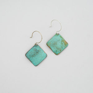 SSD - Textured Verdigris Square Earrings