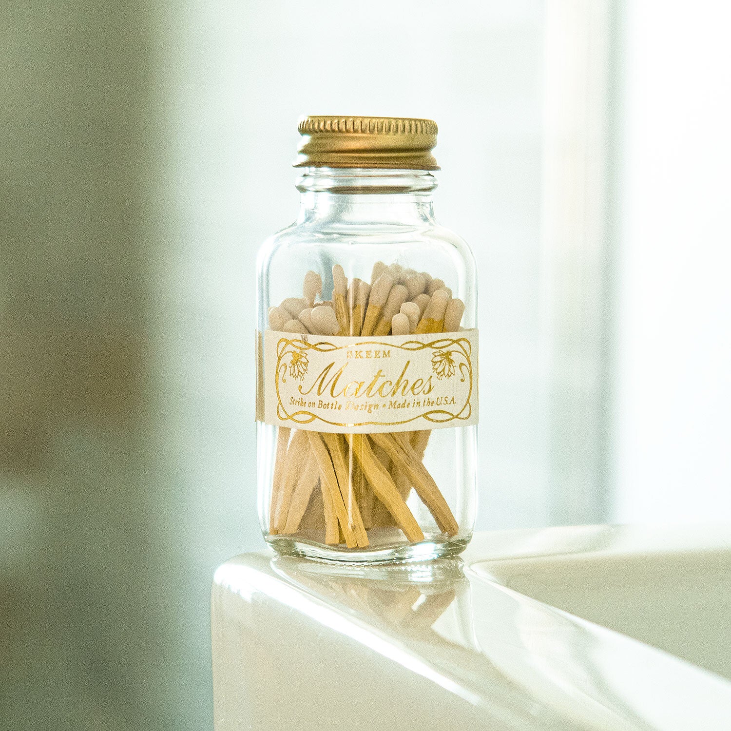 Vintage White mini match bottle