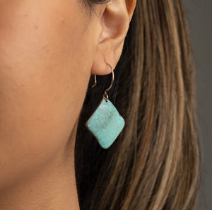 SSD - Textured Verdigris Square Earrings