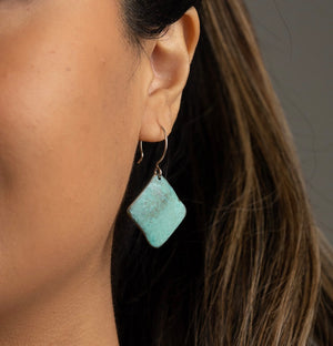 SSD - Textured Verdigris Square Earrings