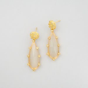 NSC - brass post drop earrings with cat’s eye