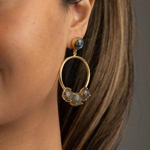 NSC - brass post drop earrings with labradorite