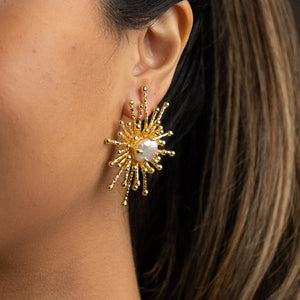 NSC - starburst post drop earrings with Pearl